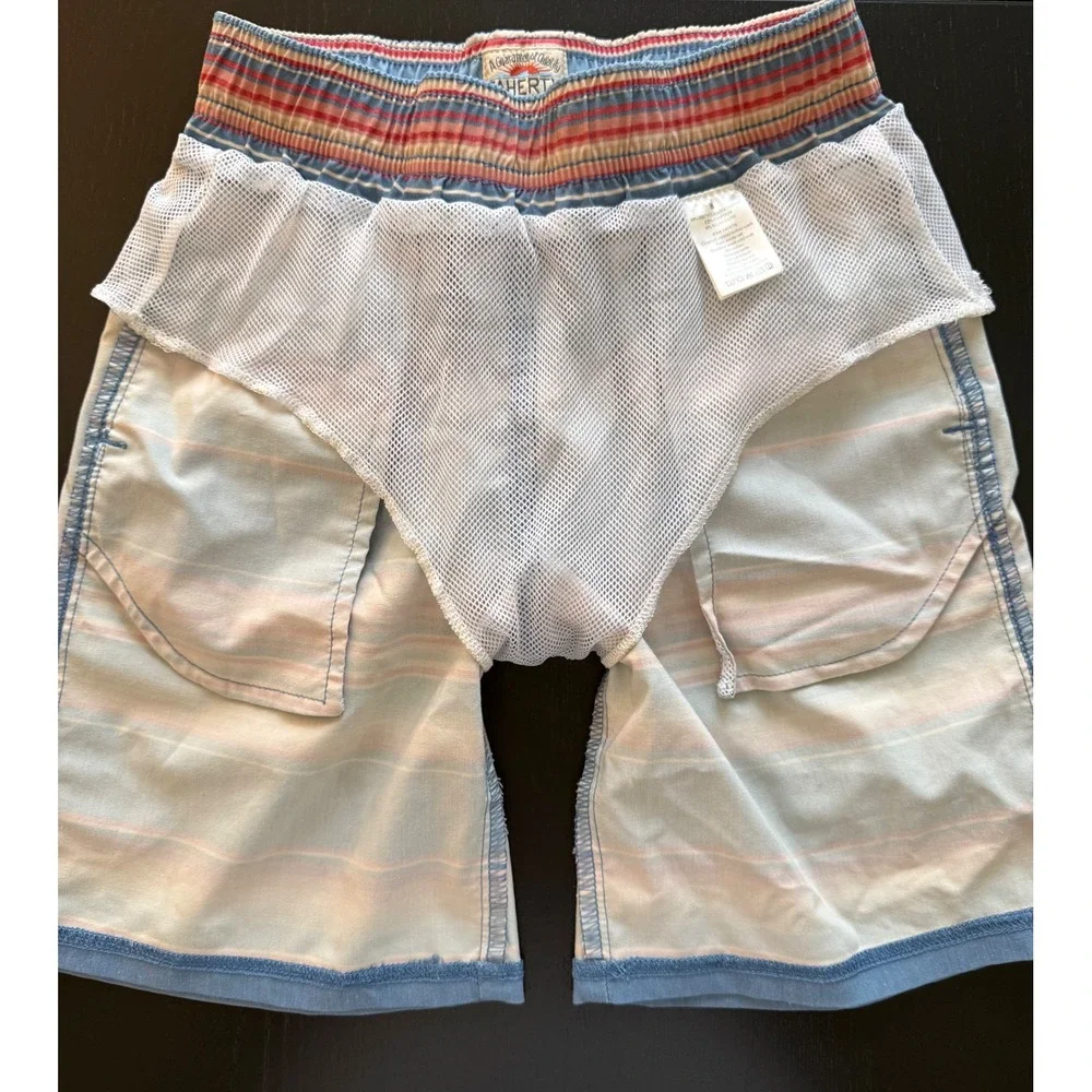 Faherty Boys Swim Trunks Size 8 Striped Mesh-Lined Board Shorts Beach Resortwear